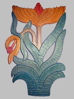Wooden carving of a flower